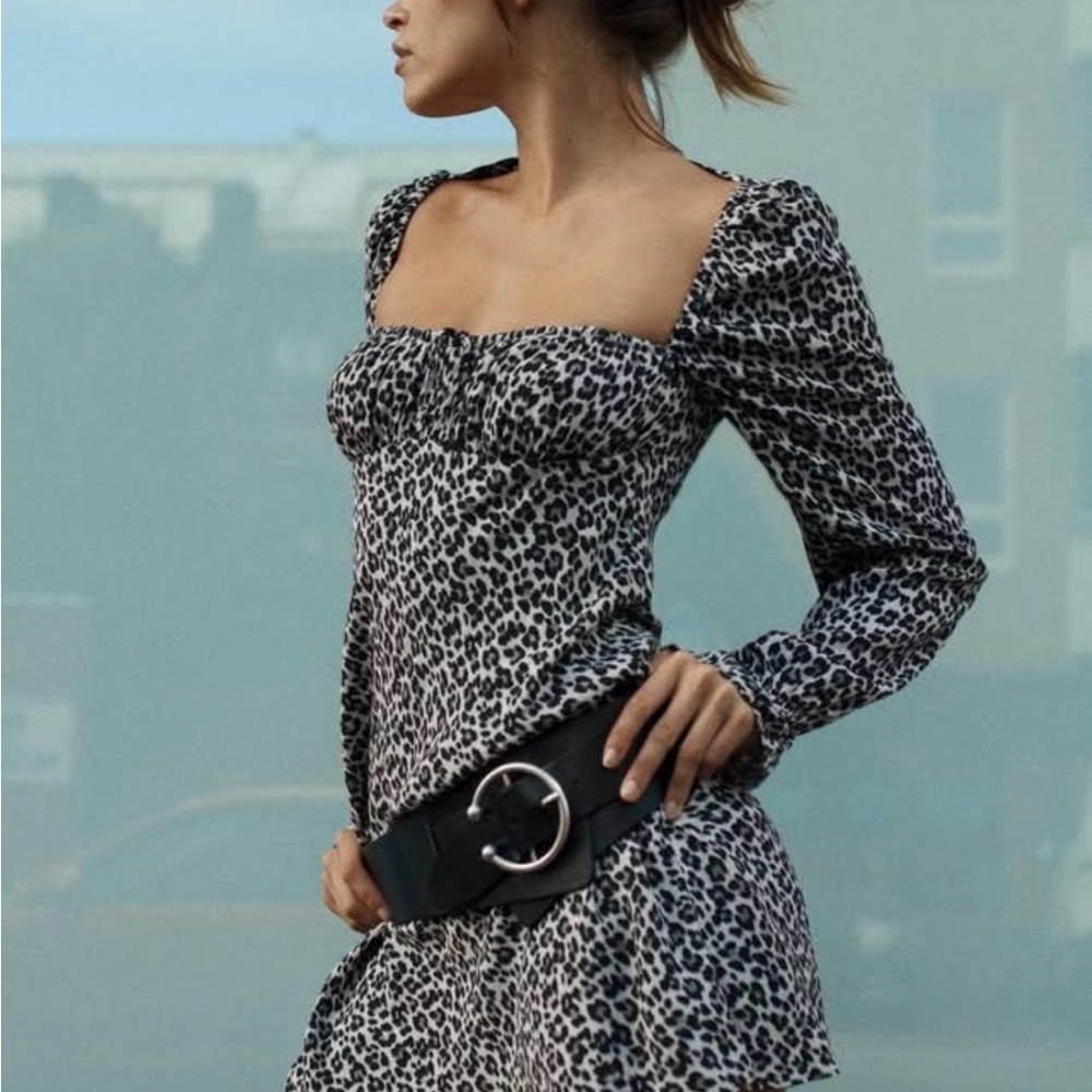 ZARA Black and White Animal Print Dress Size XS
